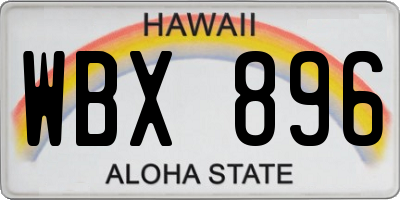 HI license plate WBX896