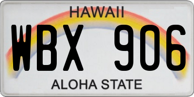 HI license plate WBX906