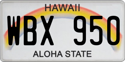 HI license plate WBX950