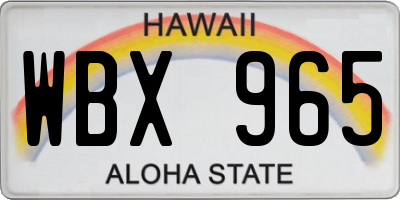 HI license plate WBX965