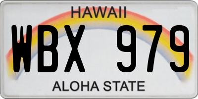 HI license plate WBX979