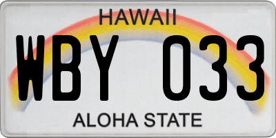 HI license plate WBY033