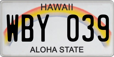 HI license plate WBY039