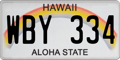 HI license plate WBY334