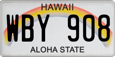 HI license plate WBY908