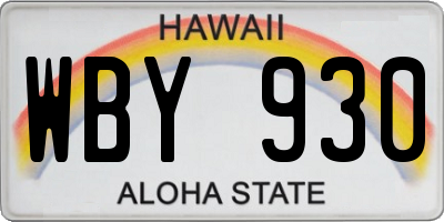 HI license plate WBY930