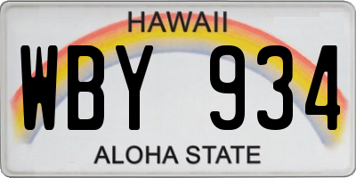 HI license plate WBY934