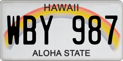 HI license plate WBY987
