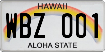 HI license plate WBZ001