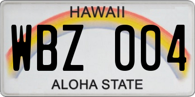 HI license plate WBZ004