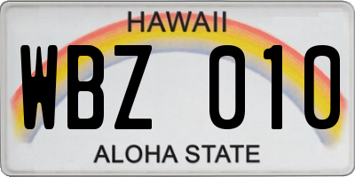 HI license plate WBZ010