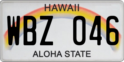 HI license plate WBZ046
