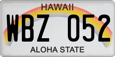 HI license plate WBZ052