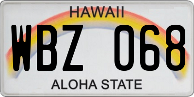 HI license plate WBZ068