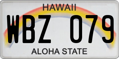 HI license plate WBZ079