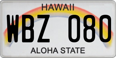 HI license plate WBZ080
