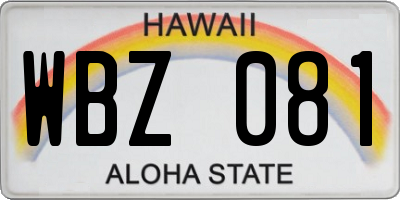 HI license plate WBZ081