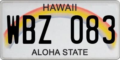HI license plate WBZ083