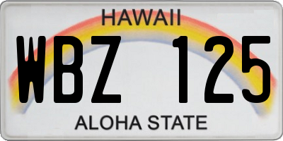 HI license plate WBZ125