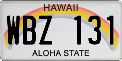 HI license plate WBZ131