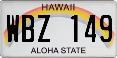 HI license plate WBZ149