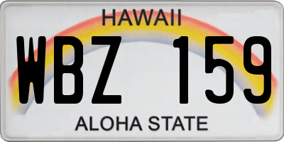 HI license plate WBZ159
