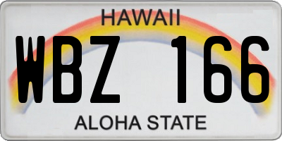 HI license plate WBZ166
