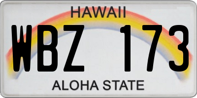 HI license plate WBZ173