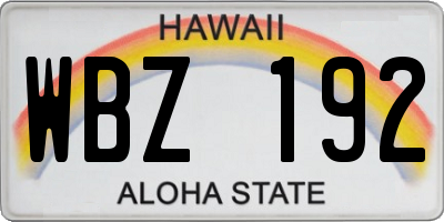 HI license plate WBZ192
