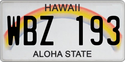 HI license plate WBZ193