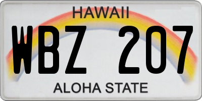 HI license plate WBZ207