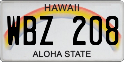 HI license plate WBZ208