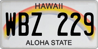 HI license plate WBZ229