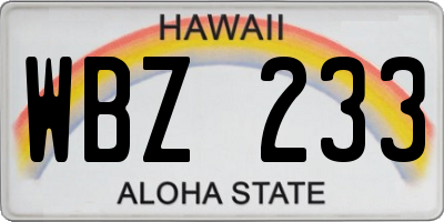 HI license plate WBZ233