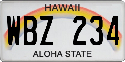 HI license plate WBZ234