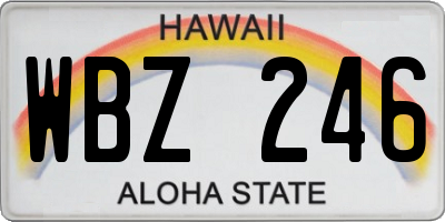 HI license plate WBZ246