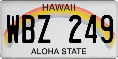 HI license plate WBZ249