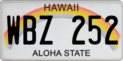 HI license plate WBZ252