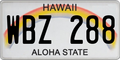 HI license plate WBZ288
