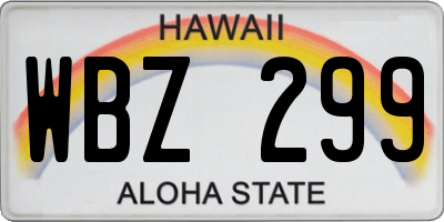 HI license plate WBZ299