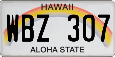 HI license plate WBZ307
