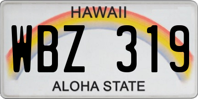 HI license plate WBZ319