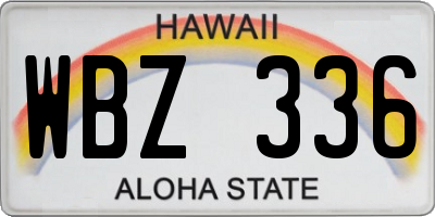 HI license plate WBZ336