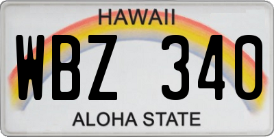 HI license plate WBZ340