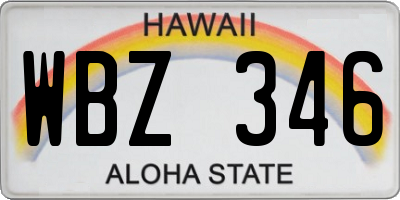 HI license plate WBZ346