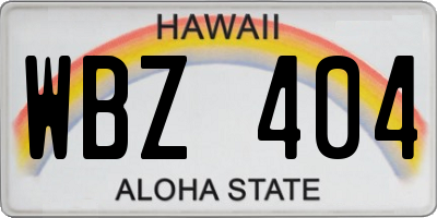 HI license plate WBZ404
