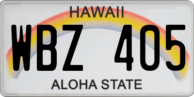 HI license plate WBZ405