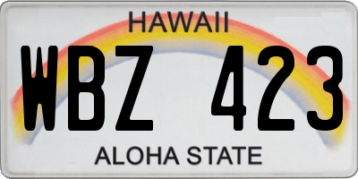 HI license plate WBZ423