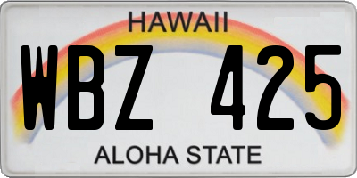 HI license plate WBZ425