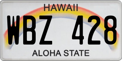 HI license plate WBZ428